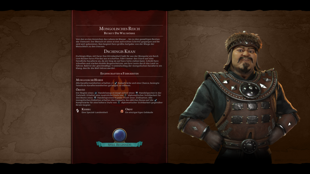 Dschingis Khan, Anführer der Mongolen in Civilization 6