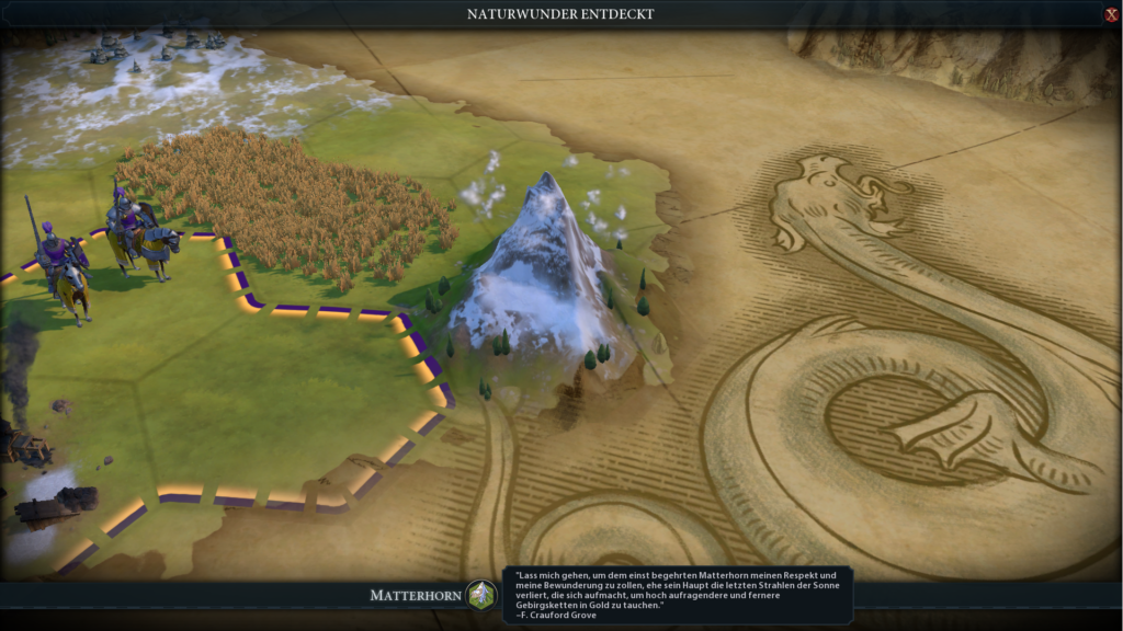 Die Entdeckung des Matterhorn auf der Civ 6 Karte
